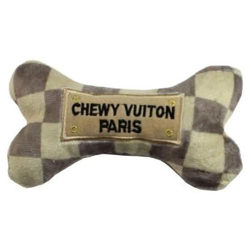 Haute Diggity Dog Fashion Hound Collection - Checker Vuiton Bone Plush Toy, One Size