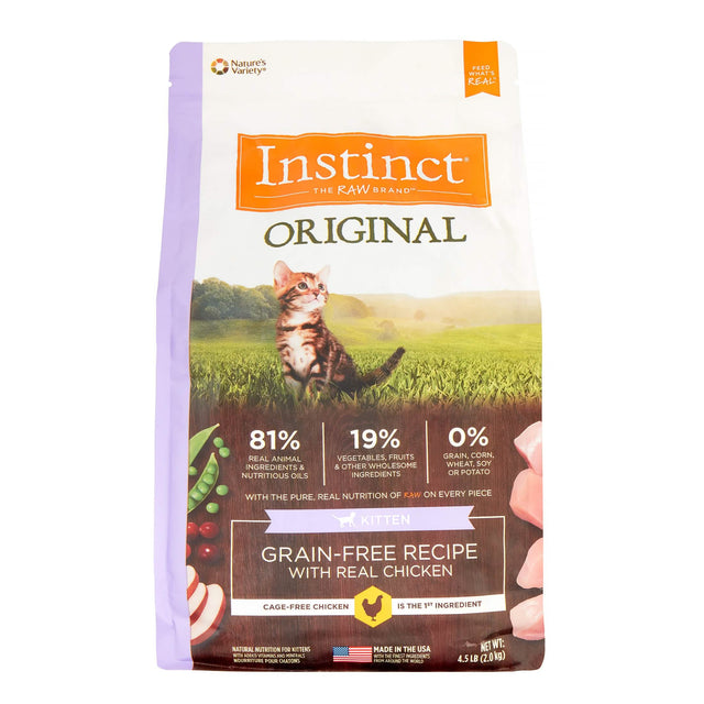 Instinct Pet Food Grain Free Kitten Original Real Chicken Recipe Dry Cat Food, 4.5lb Size