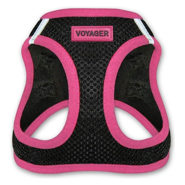 Voyager Dog Harnesses Step-In Air Black with Pink Trim Medium Size