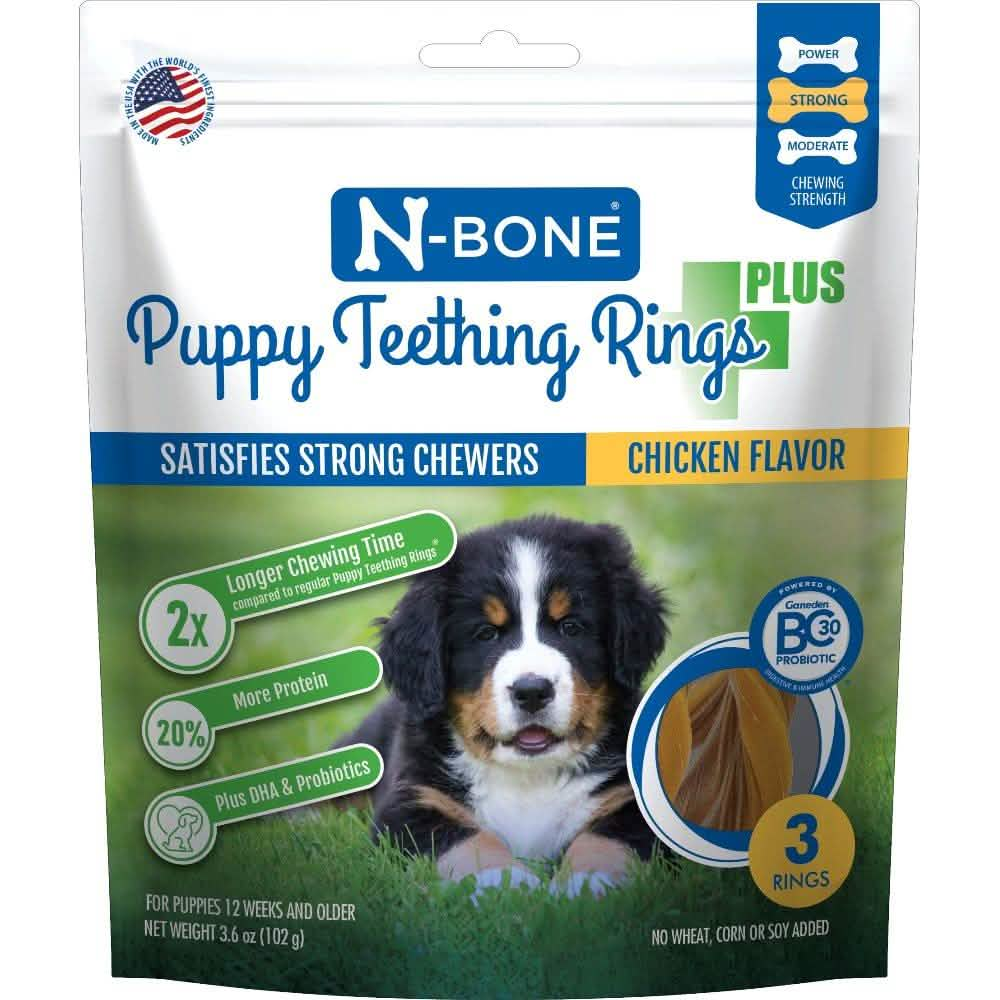 N-BONE PUPPY TEETHING RING Chicken 3pk