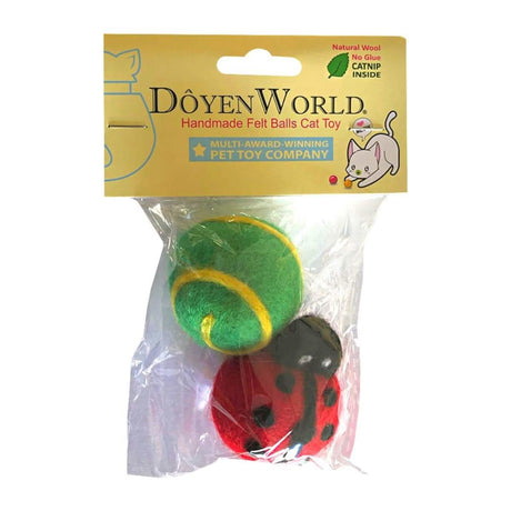 Doyen Ladybug Cat Toy Felt Ball 2 Pack