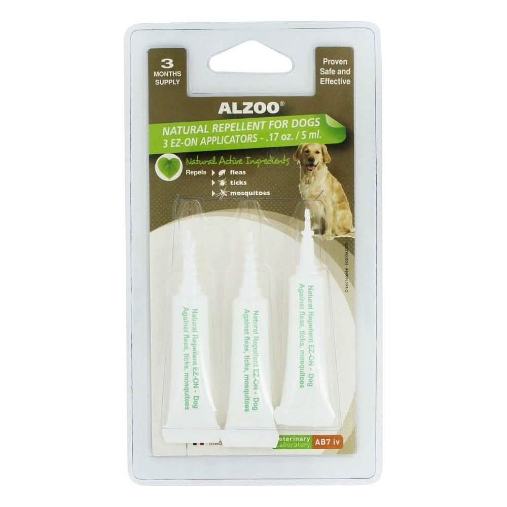 Alzoo Dog Natural Flea & Tick Squeeze-On, 3 Pack