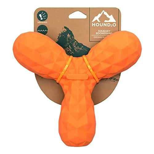 Playology Dog Medium Size Orange Squeaky Boomerang - Hound 20 Squeaker Boomerang