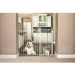 Carlson Maxi Extra Tall Walk Through Gate with Pet Door, 38 Height, 59 Length, 2 Width, White Color - Perfect for Dogs