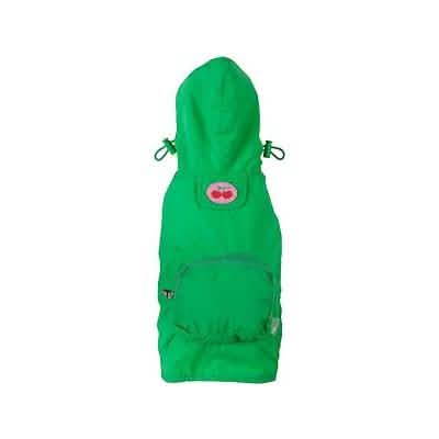 Fabdog Green Cherry Dog Raincoat Size S