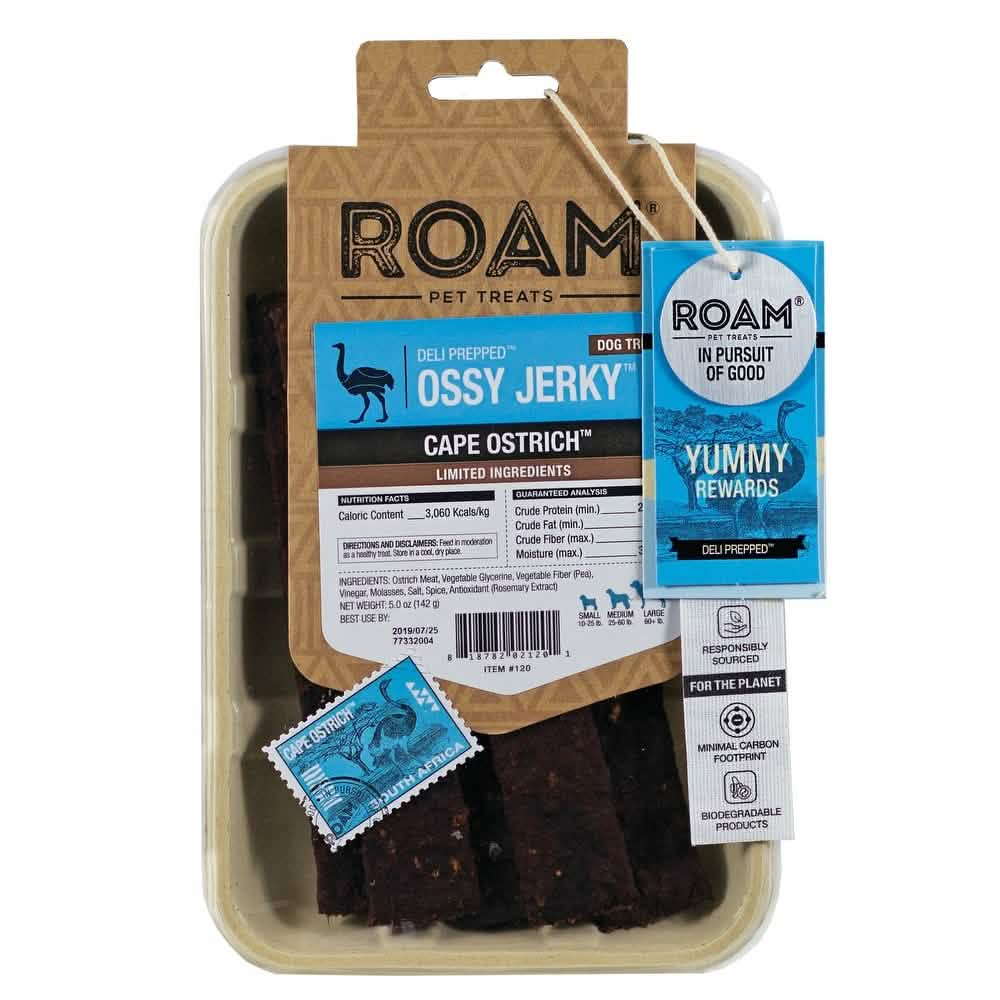 Roam Dog Ossy Jerky Cape Ostrich 5oz - Premium Dog Treats