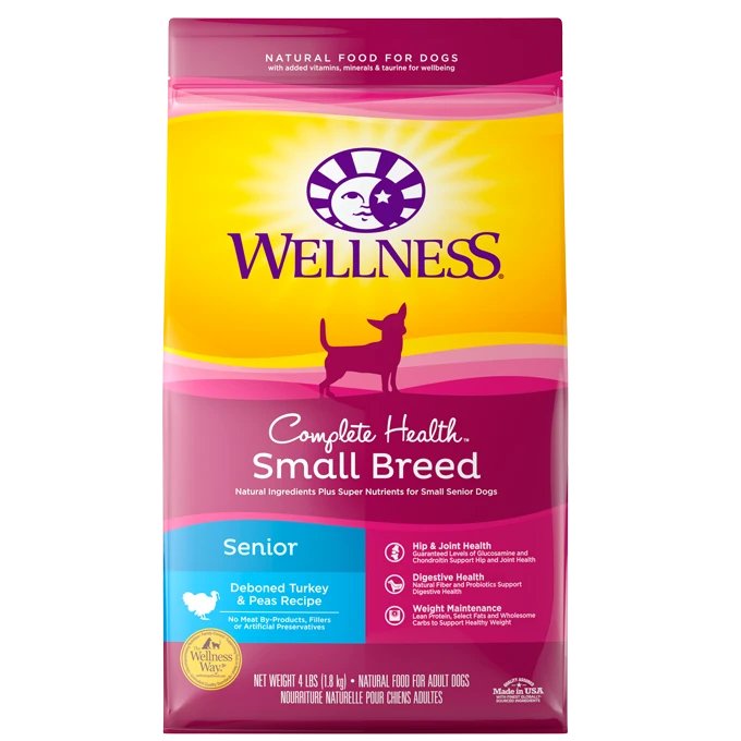 Wellness Dry Dog Food Complete Health Small Breed Senior Turkey & Peas Recipe