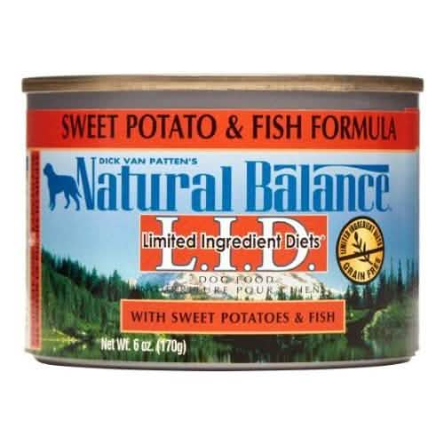 Natural Balance Dog LID Fish & Sweet Potato Flavor, Canned - 6oz, Pack of 12