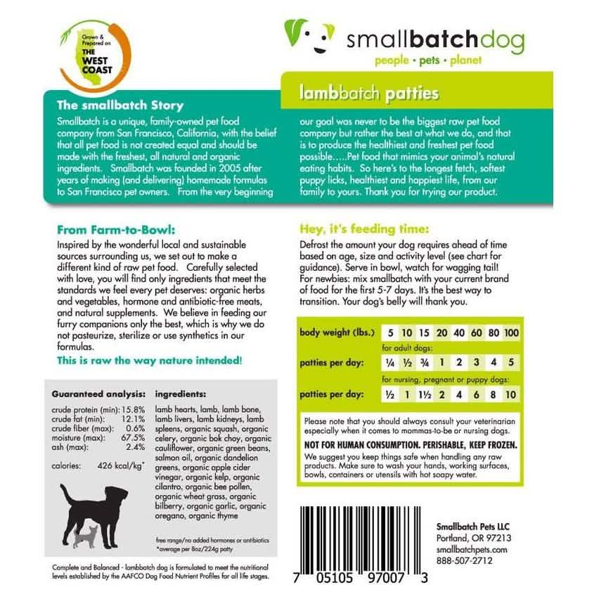 SmallBatch Raw Frozen Dog Food LambBatch Sliders