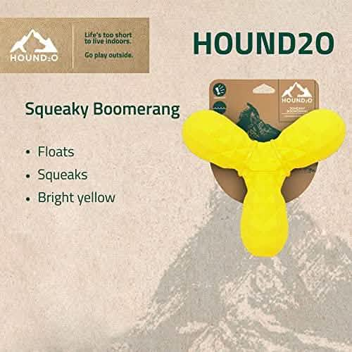 Playology Medium Size Dog Squeaky Boomerang in Yellow - Hound 20 Squeaker Series