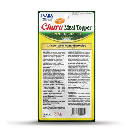 Inaba Churu Meal Topper Chicken With Pumpkin Recipe Dog Topper (2oz, 4 pack)