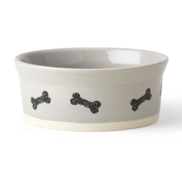 PetRageous Designs Classy Bones Round Bowl 5, White, 1.5 Cat Cup Size