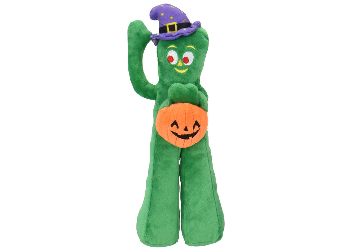 Multipet Gumby With Pumpkin & Witch Hat Dog Toy