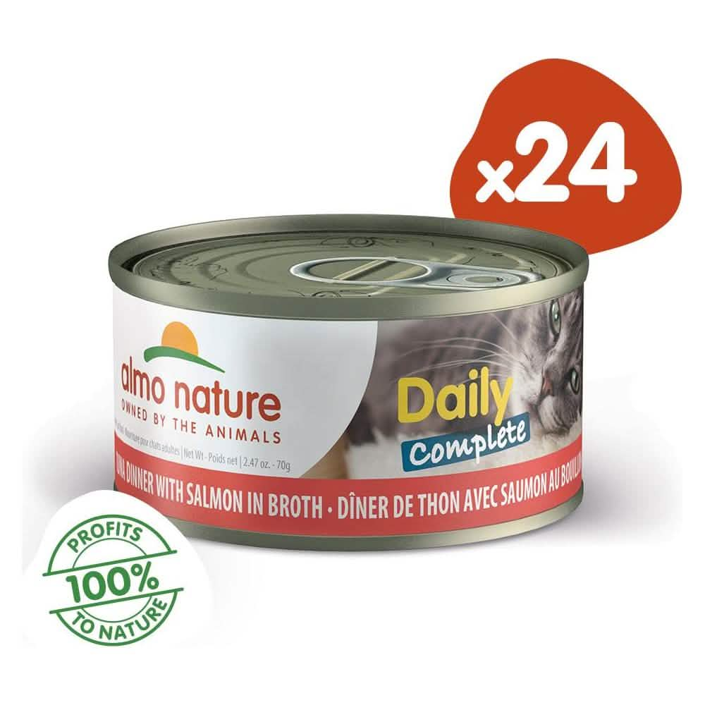 Almo Nature Cat Daily Complete Tuna Dinner with Salmon, 2.47oz, Pack of 12 - Canned Cat Food