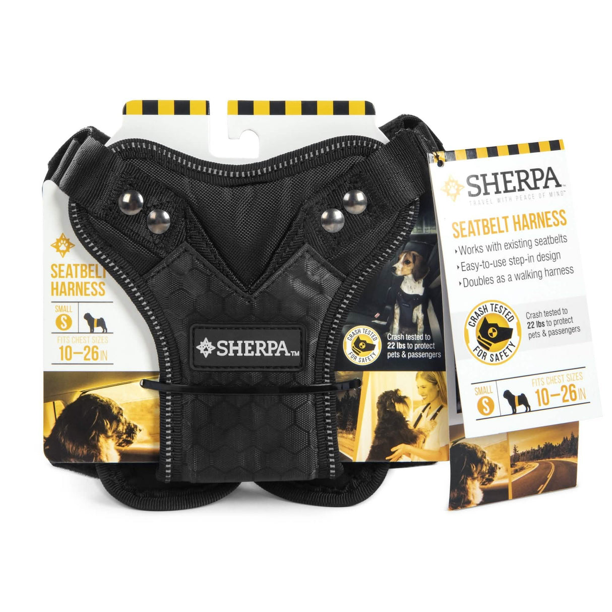 SHERPA by PetWise No-Pull Small Seatbelt Harness for Dogs in Black