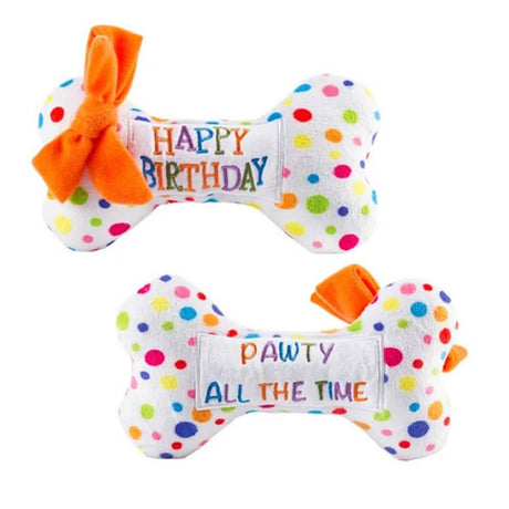 Haute Doggity Dog One Size Birthday Bone Plush Dog Toy