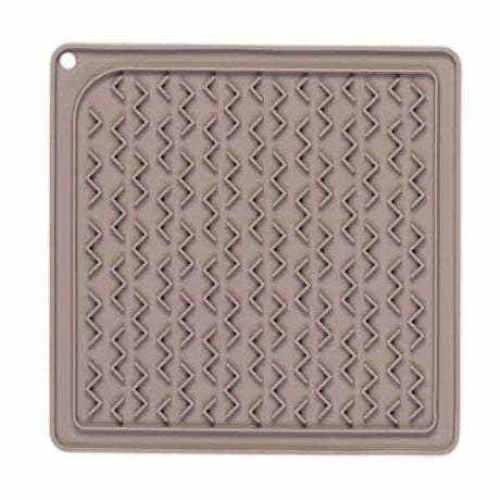 Messy Mutts Lick Mat Silicone for Dogs, Warm Gray, Size 8x8in