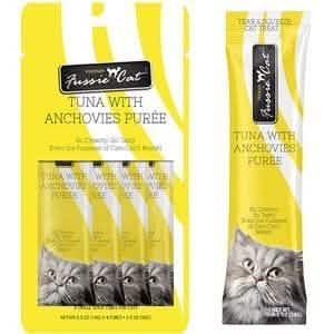 Fussie Cat Treat Tuna With Anchovies Puree  4pk 2oz