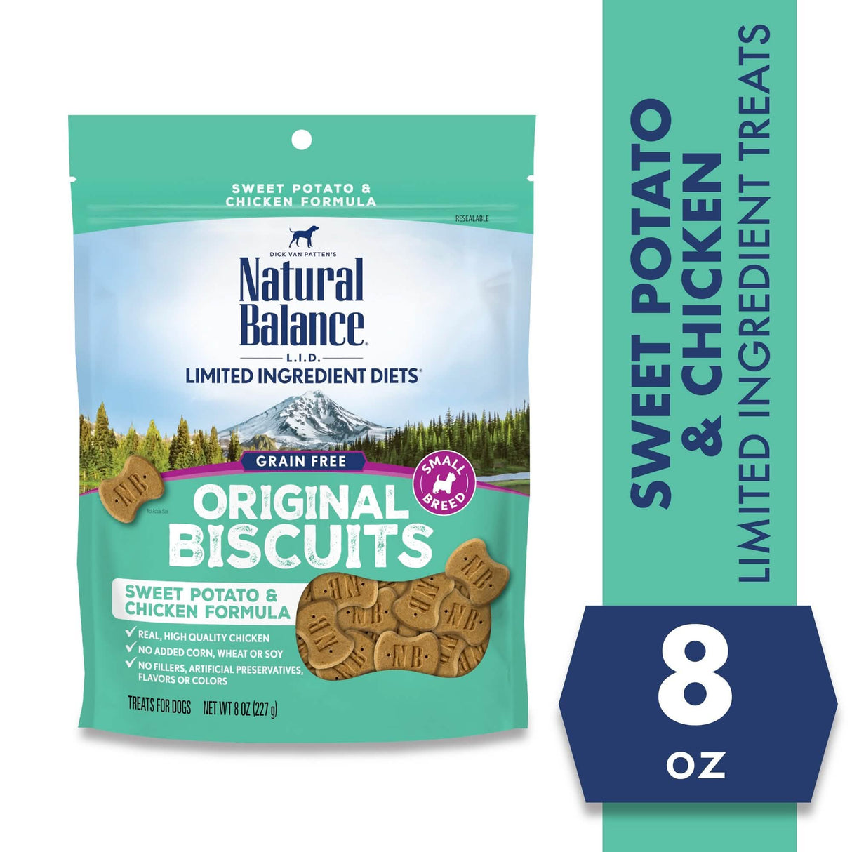 Natural Balance Chicken and Sweet Potato Biscuit Treats for Dogs, 8oz Pack