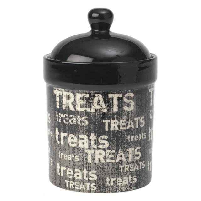 PetRageous Designs Vintage Treat Jar, 6-Inch Size, 9-Inch Height, Black Color for Dogs and Cats