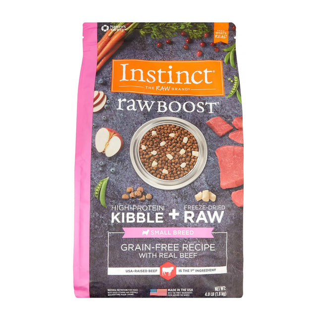 Instinct Pet Food Grain Free Dog Raw Boost Real Beef Recipe, 4 Lbs. Size