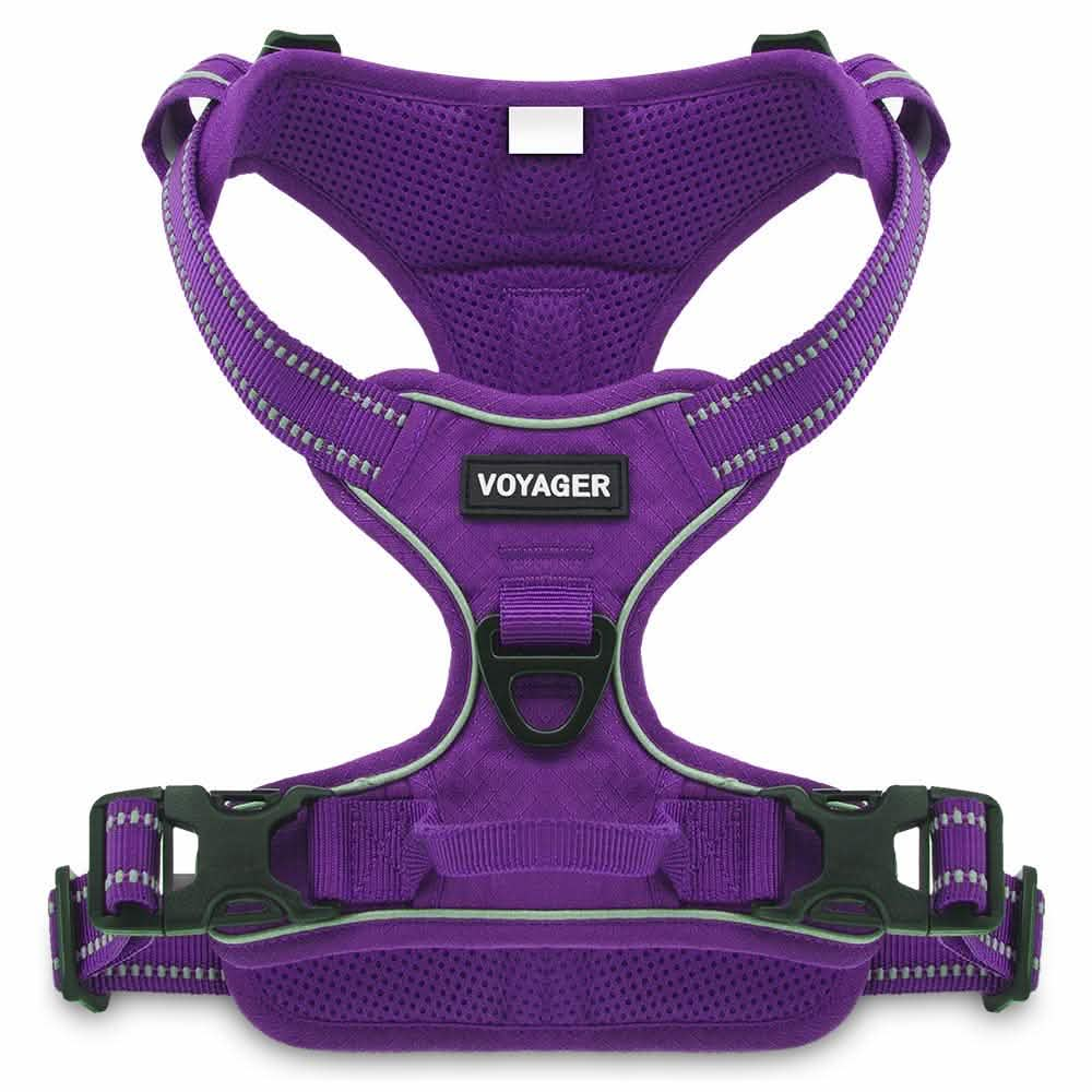 Voyager Dog Harnesses - Adjustable Dual Attachment Dog Harness in Purple, Large Size