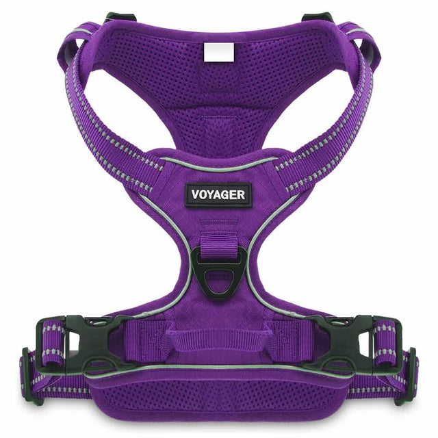 Voyager Dog Harnesses - Adjustable Dual Attachment Dog Harness in Purple, Large Size