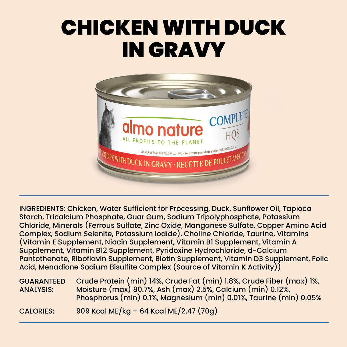 Almo Nature Cat Wet Food Chicken With Duck In Gravy 2.47oz