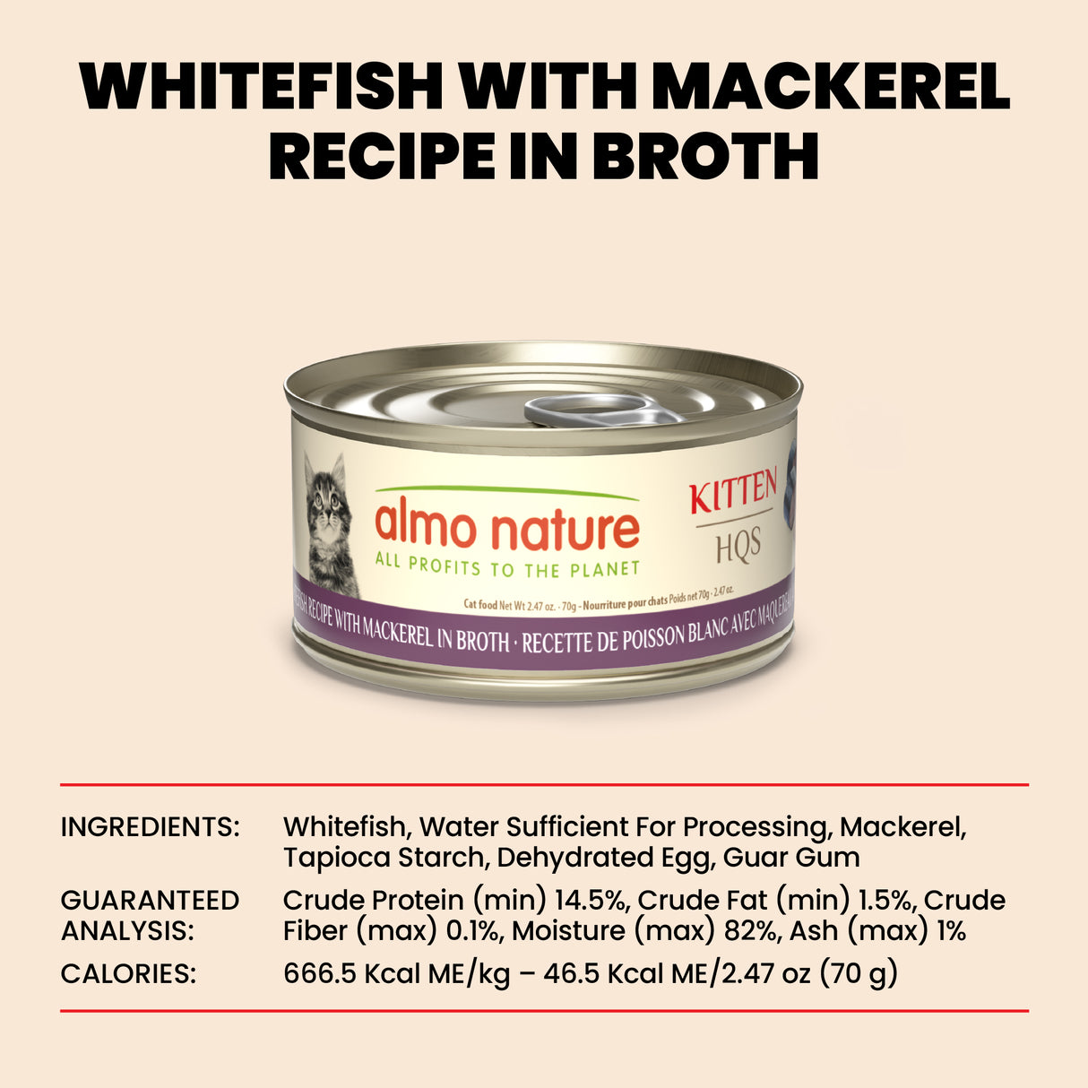 Almo Nature Kitten Wet Food Natural Whitefish With Mackerel in Broth 2.47oz