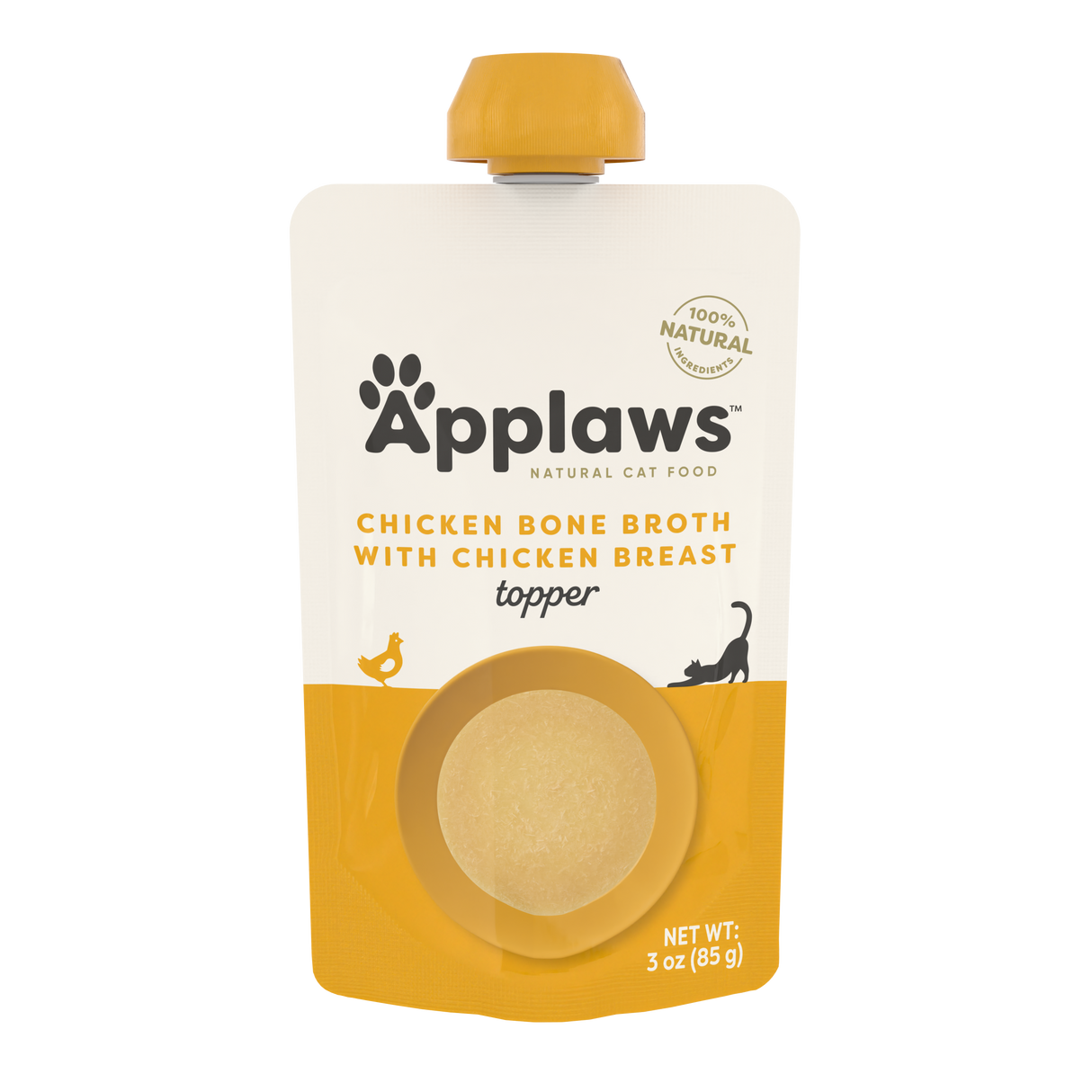 Applawz Cat Wet Pouch Topper Chicken Bone Broth & Chicken Breast 3oz