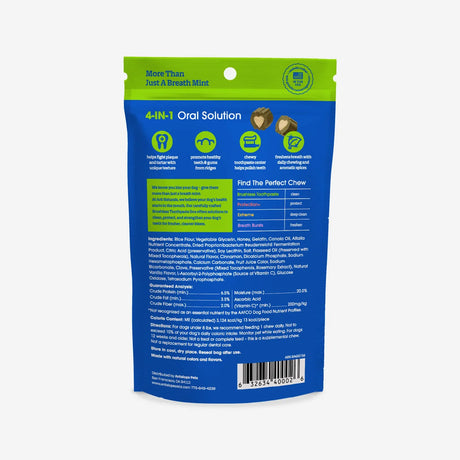 Pasta de dientes sin cepillo para perros Ark Naturals, masticables dentales 4 en 1, mini