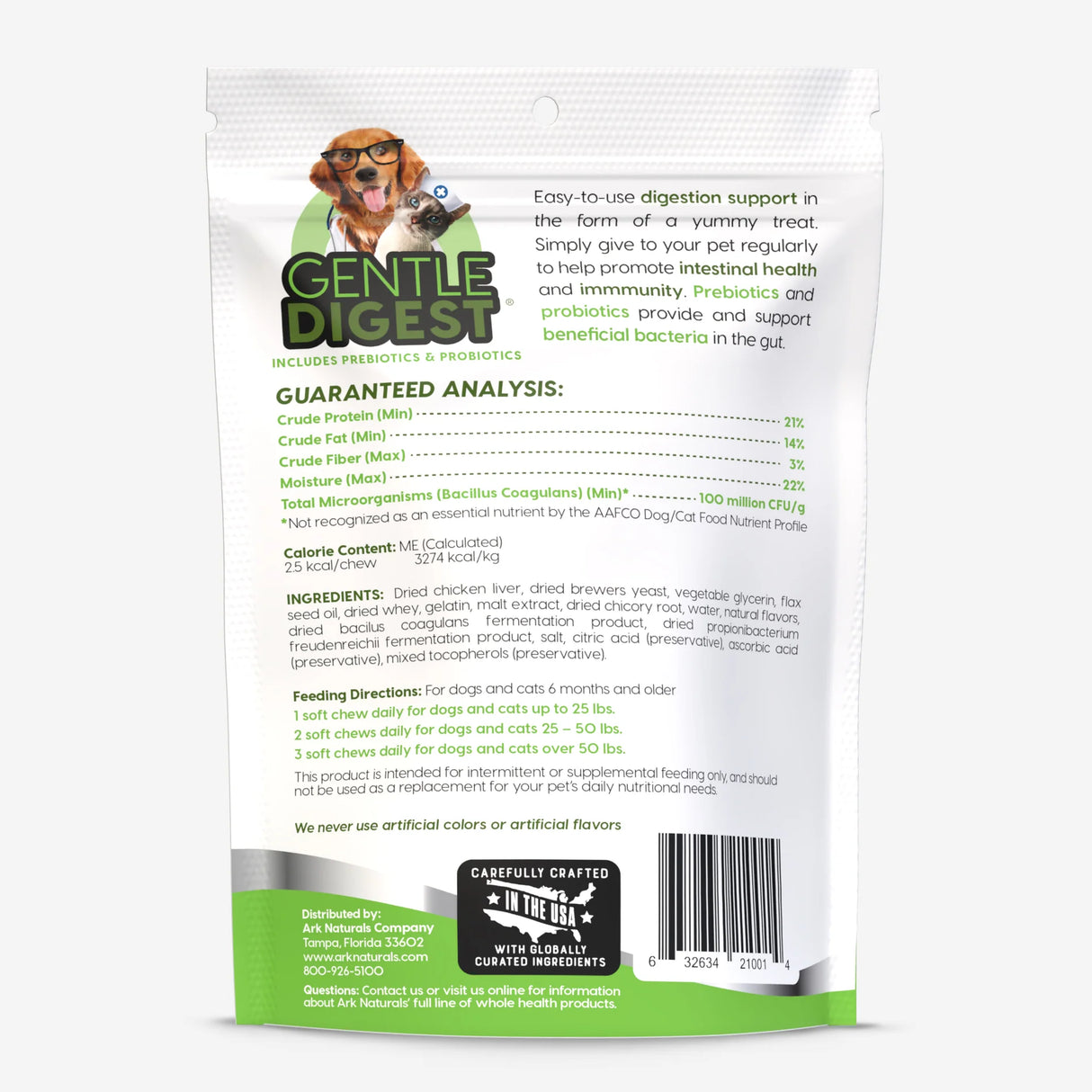 Ark Naturals Gentle Digest Probiotic & Prebiotic Aid Soft Chews for Dogs & Cats (120ct)