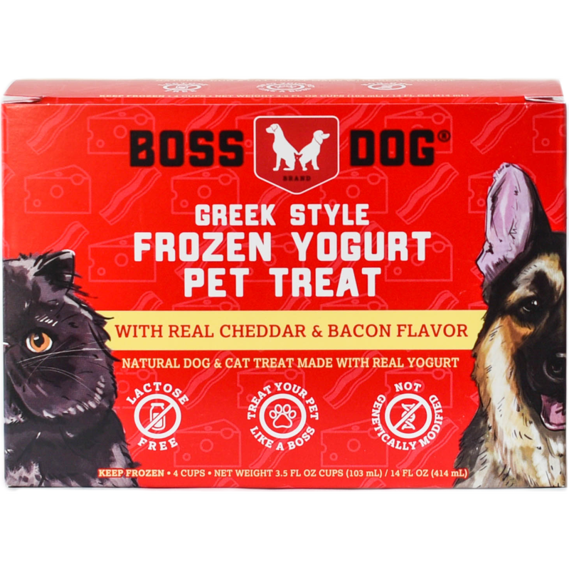Boss Dog Greek Style Frozen Yogurt Cheddar and Bacon Dog & Cat Treat (4 Pack)