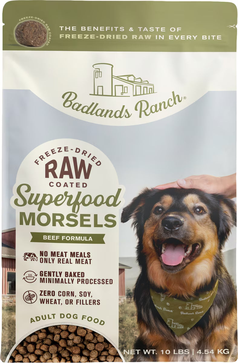 Badlands Ranch Raw Coated Morsels Beef Freeze Dry Dog Food (10lb Bag)