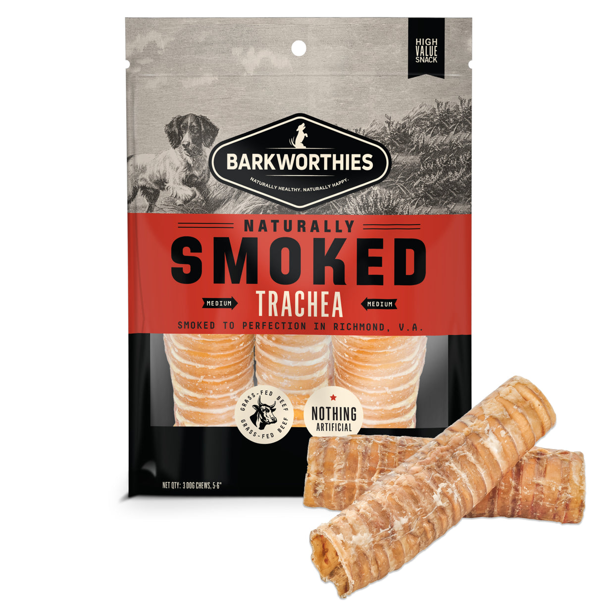 Barkworthies Smoked Trachea 6'' (3 pack)