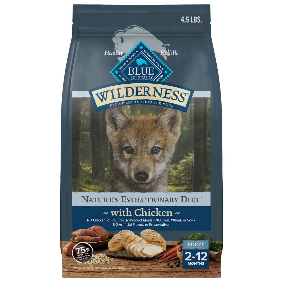 Blue Wilderness Nature's Evolutionary Diet with Chicken Dry Puppy Food (4.5lb Bag)