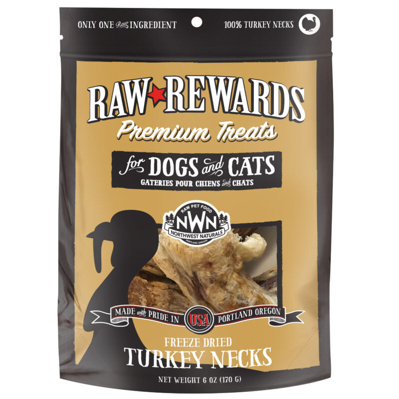 Northwest Naturals Freeze-Dried Turkey Necks for Dogs & Cats (6oz Bag)