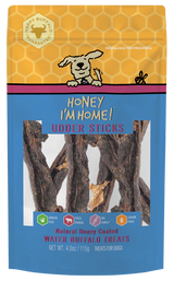 Honey I'm Home! Udder Sticks Natural Honey Coated Water Buffalo Dog Treats (4oz Bag)
