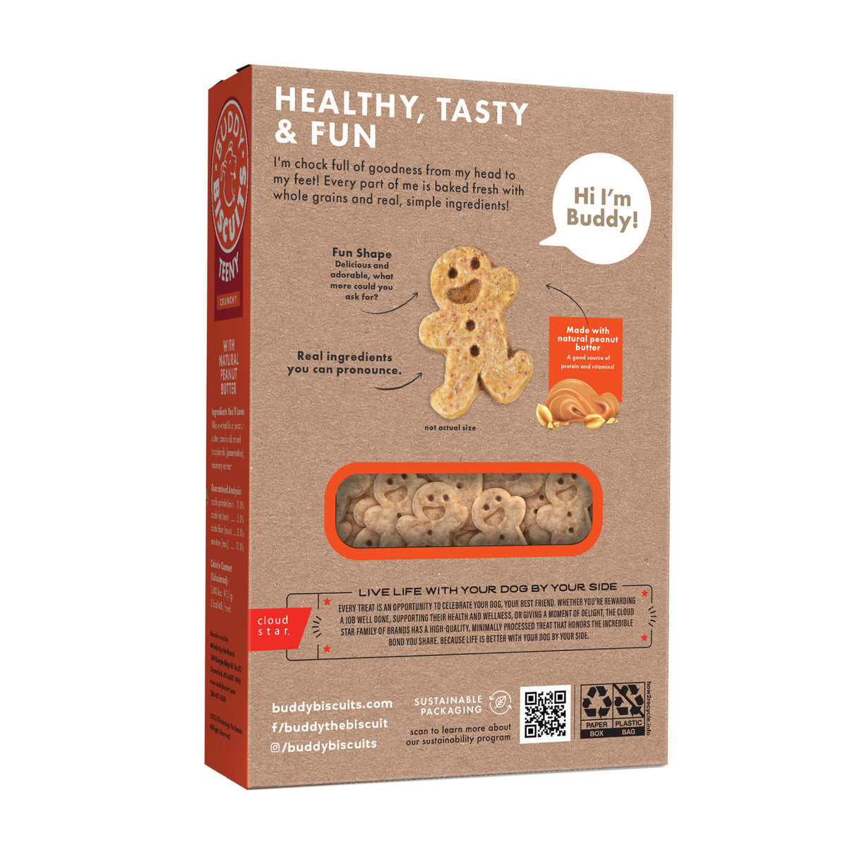 Cloud Star Buddy Biscuits Teeny with Natural Peanut Butter Dog Treats (8oz Box)
