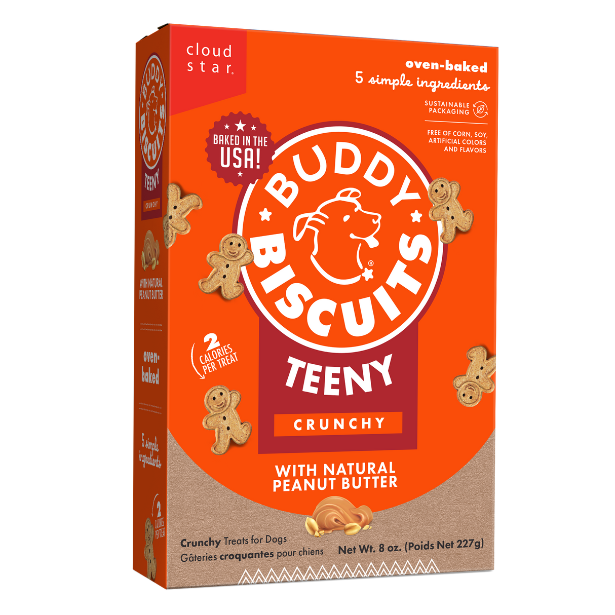 Cloud Star Buddy Biscuits Teeny with Natural Peanut Butter Dog Treats (8oz Box)