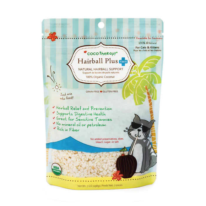 Coco Therapy Organic Hairball Plus Fiber Cat Food Topper (7oz bag)