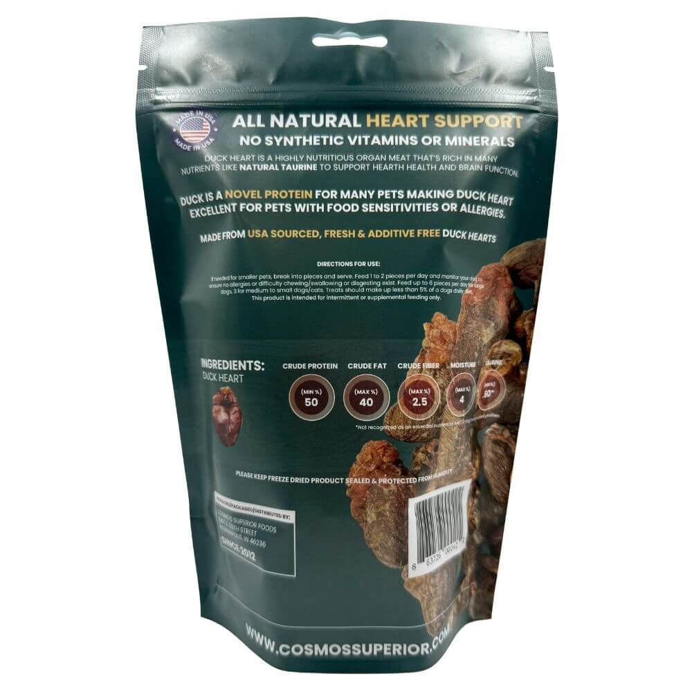 Cosmo's Superior Foods Duck Hearts Dog Treats (5oz)