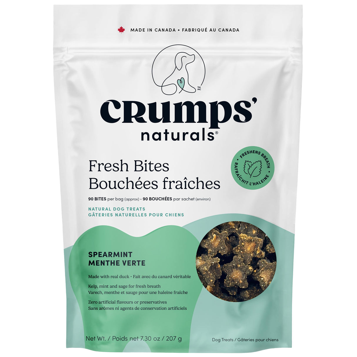 Crumps Naturals Fresh Bites Spearmint Dog Treats (7.3oz bag)