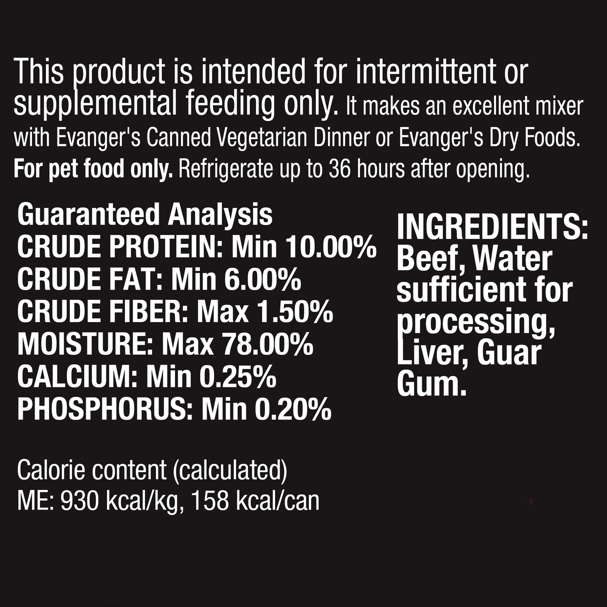 Evanger's Dog & Cat Wet Topper Grain Free Beef 6oz