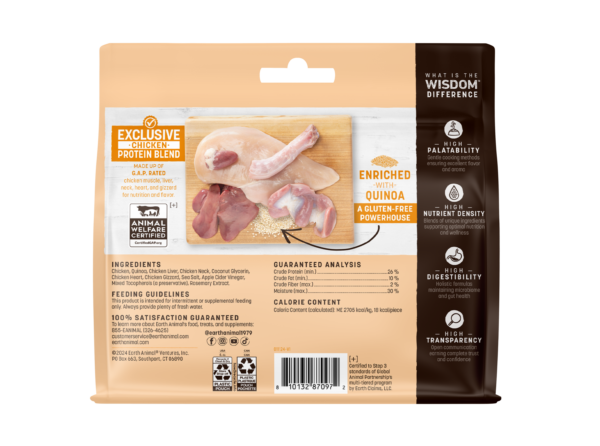 Carne seca de pollo deshidratada al aire Earth Animal D Wisdom, 4 oz