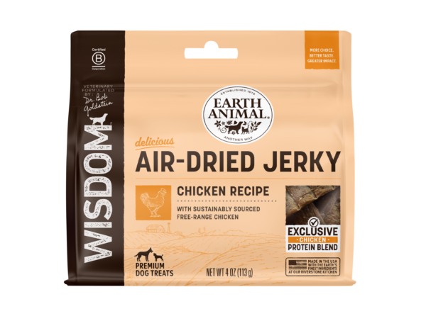 Carne seca de pollo deshidratada al aire Earth Animal D Wisdom, 4 oz