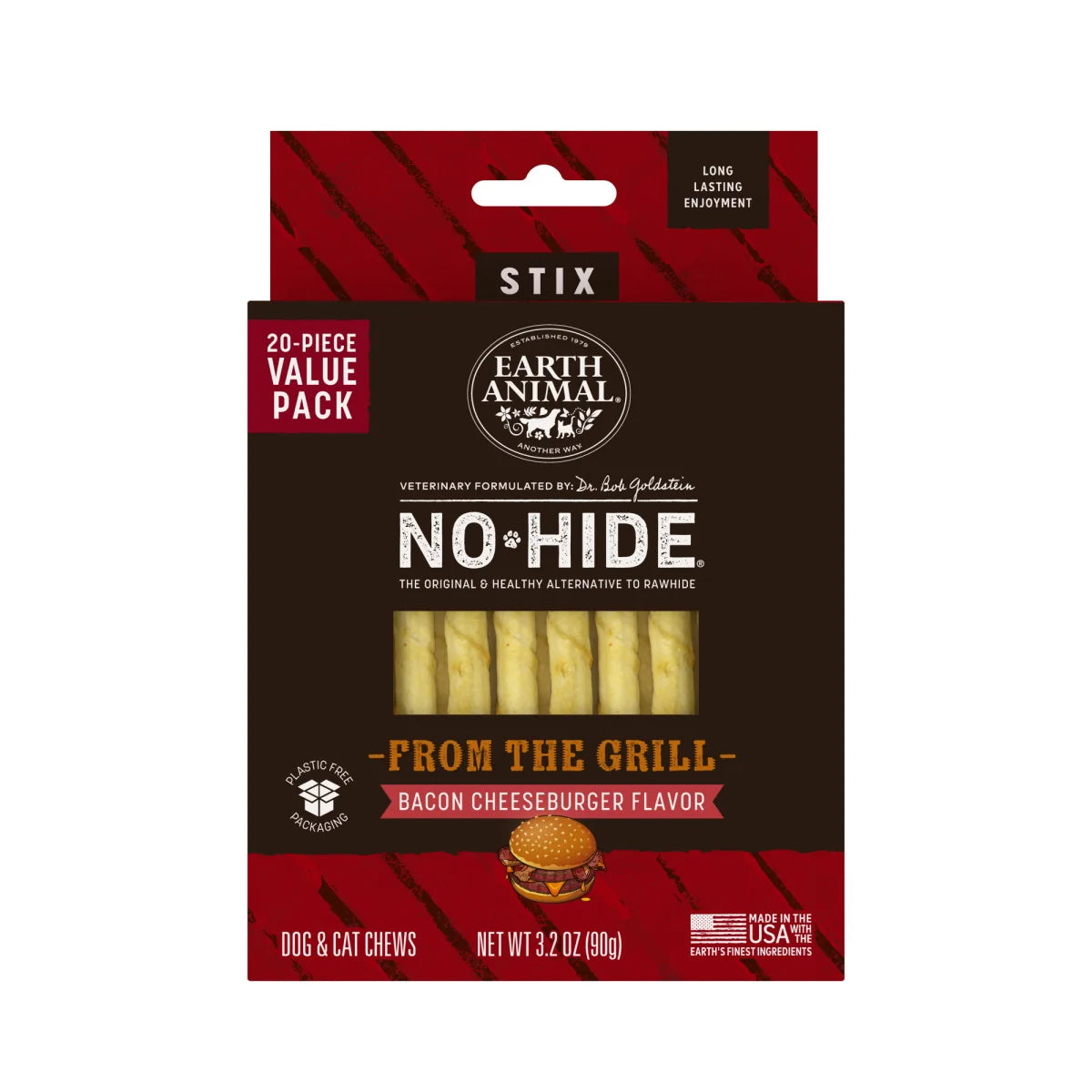Earth Animal No-Hide Bacon Cheeseburger Stix (20 pack)