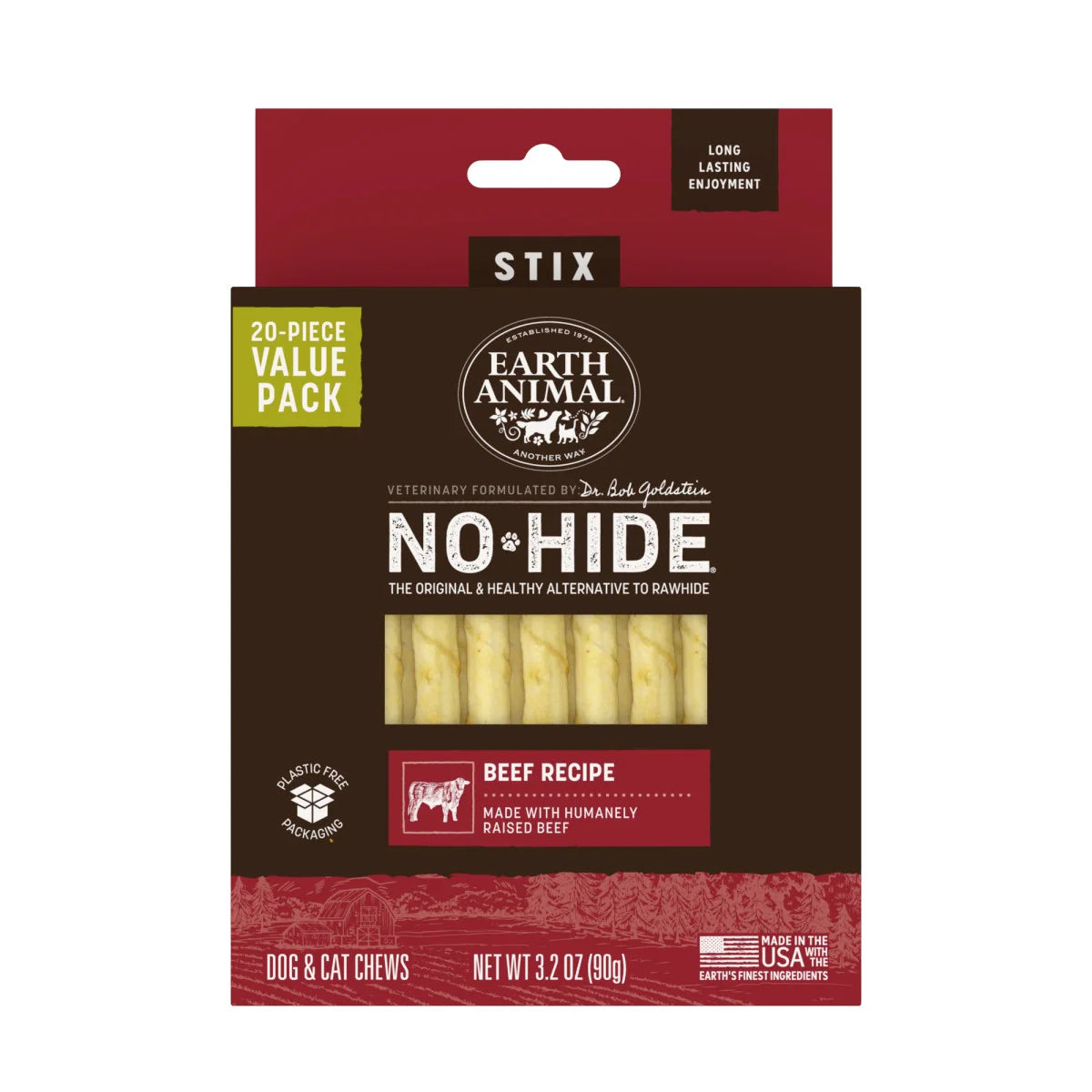 Earth Animal No Hide Stix Beef Dog Treats (20 Pack)