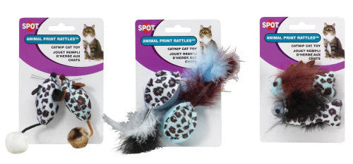 SPOT Animal Print Rattles with Catnip Cat Toy (2 Pack)