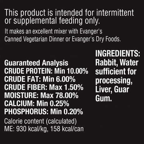 Evanger's Dog & Cat Wet Topper Grain Free Rabbit 12.5oz